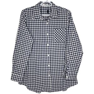 Zeagoo Womens Navy Blue Gingham Plaid Button Up Shirt Size Medium